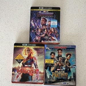 3 Marvel movies bundle: Avengers Endgame, Black Panther, Captain Marvel